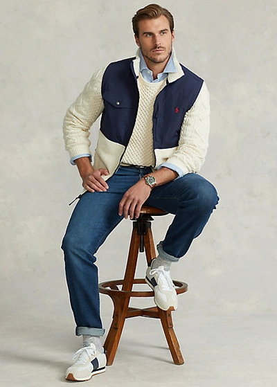 Polo Ralph Lauren Color-blocked Hybrid Vest In Winter Cream/hunter Navy |  ModeSens