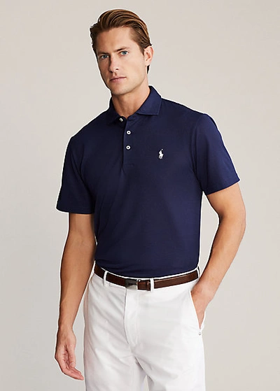 Shop Polo Ralph Lauren Custom Slim Fit Performance Polo Shirt In French Navy