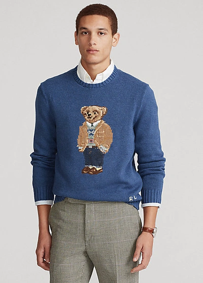 Shop Ralph Lauren Polo Bear Sweater In Rustic Navy Heather
