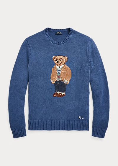 Shop Ralph Lauren Polo Bear Sweater In Rustic Navy Heather