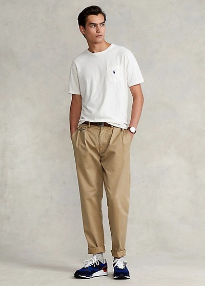 Shop Ralph Lauren Classic Fit Cotton-linen Pocket T-shirt In Seafoam