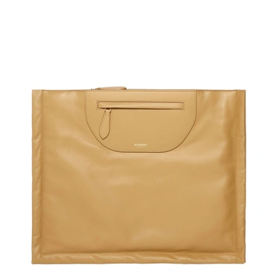 Shop Burberry Beige Leather Clutch Bag In Neutrals
