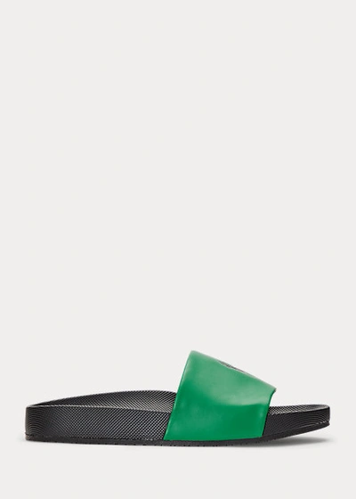 Shop Ralph Lauren Cayson Pony Slide In English Green/black