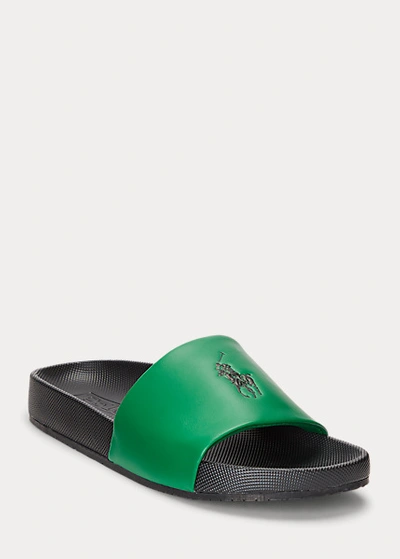 Shop Ralph Lauren Cayson Pony Slide In English Green/black