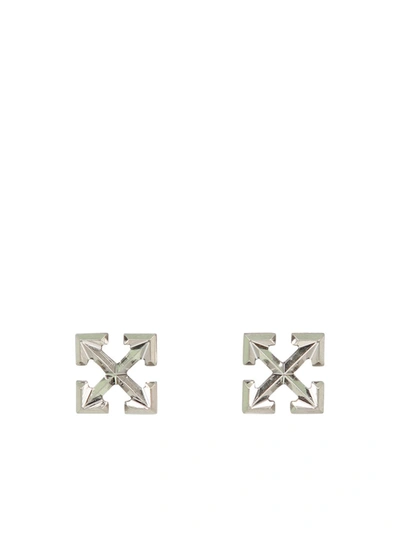 Shop Off-white Mini Earrings Arrow In Silver
