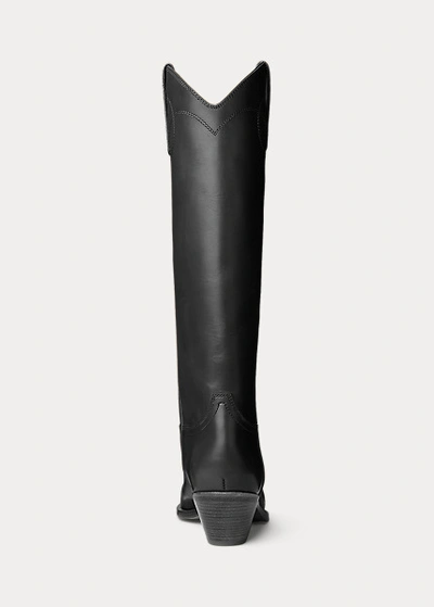 Polo Ralph Lauren Jaelynne Burnished Calfskin Tall Boot In Black