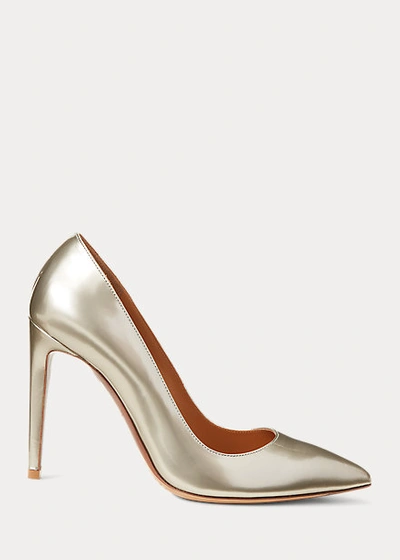 Shop Ralph Lauren Celia Patent Calfskin Pump In Silver