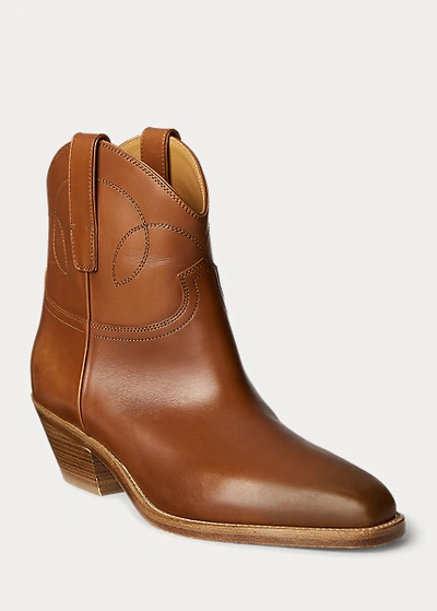 Polo Ralph Lauren Jayme Burnished Calfskin Bootie In Rl Gold