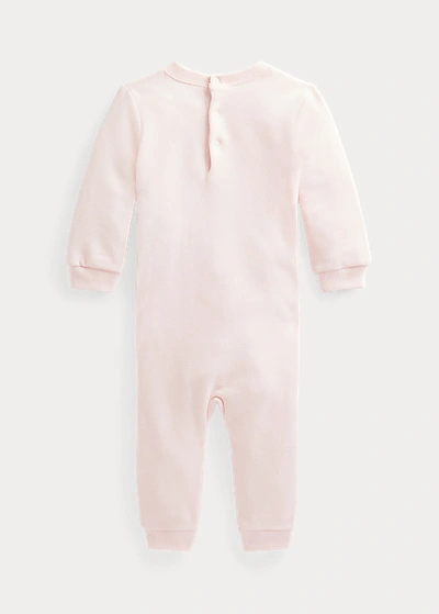 Polo Ralph Lauren Ralph Lauren Polo Bear Graphic Fleece Romper In Delicate Pink