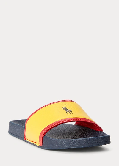 Shop Polo Ralph Lauren Quilton Slide Sandal In Yellow