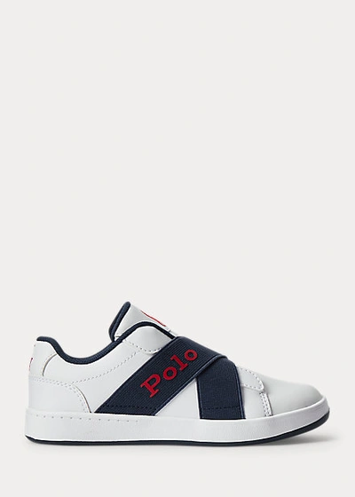 Shop Polo Ralph Lauren Oakview Slip-on Sneaker In White/red Pony