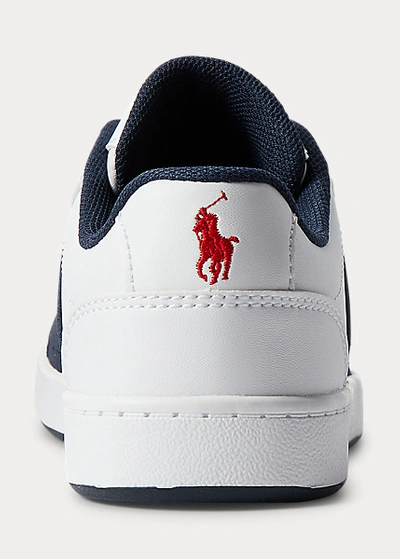 Shop Polo Ralph Lauren Oakview Slip-on Sneaker In White/red Pony