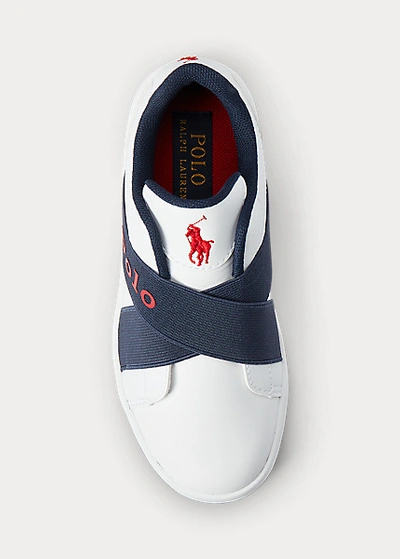 Shop Polo Ralph Lauren Oakview Slip-on Sneaker In White/red Pony