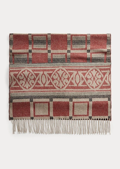 Shop Double Rl Lambswool-cashmere Jacquard Scarf In Red/grey Multi