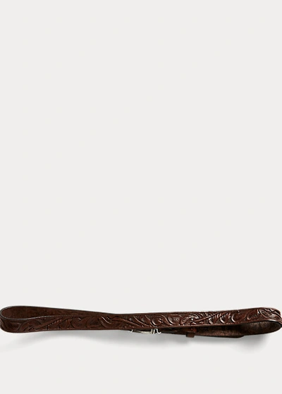 Shop Double Rl Hand-tooled Leather Belt In Brown
