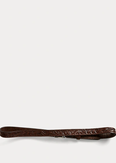 Double Rl Hand-tooled Leather Belt In Brown