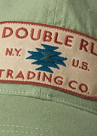 Shop Double Rl Logo-patch Denim Trucker Cap In Faded Teal