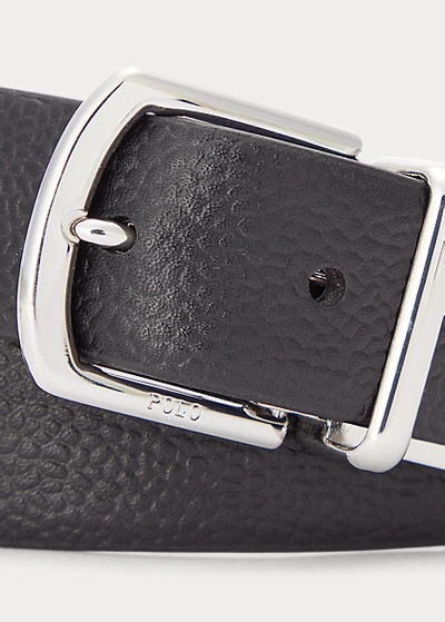 Polo Ralph Lauren Reversible Pebble Leather Belt In Black/navy