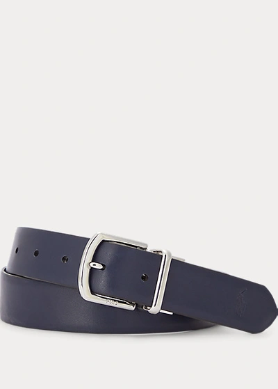 Polo Ralph Lauren Reversible Pebble Leather Belt In Black/navy