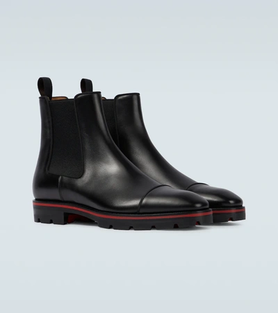 Shop Christian Louboutin Melon Leather Chelsea Boots In Black