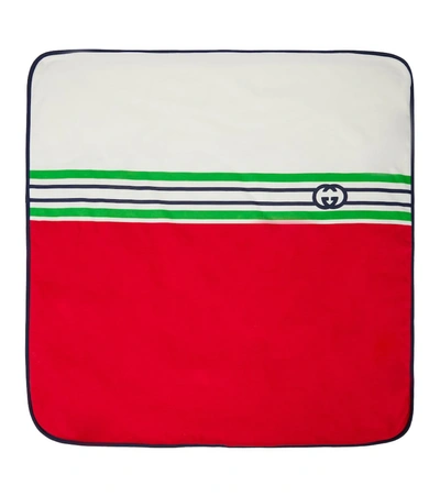 Shop Gucci Baby Striped Cotton Blanket In Flame