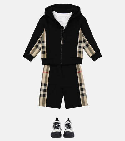 Shop Burberry Graham Cotton Hoodie In Black