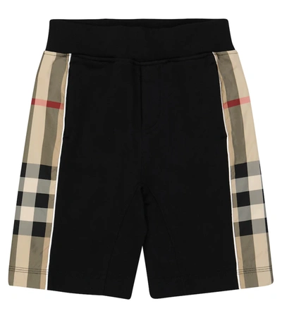 Burberry Kids' Black Bermuda Shorts With Check Insert | ModeSens