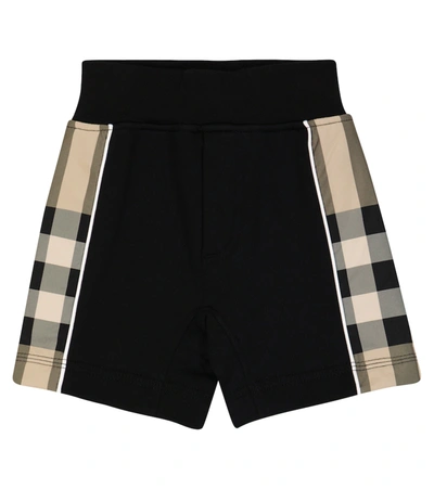 Shop Burberry Baby Graham Cotton Shorts In Black