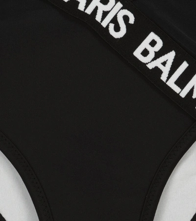 Shop Balmain Logo Bikini In Nero/bianco