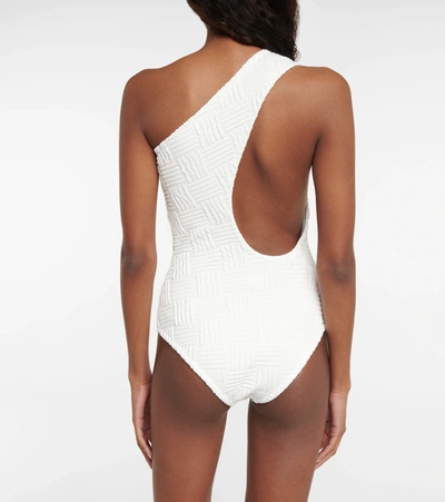 Shop Bottega Veneta One-shoulder Swimsuit In White