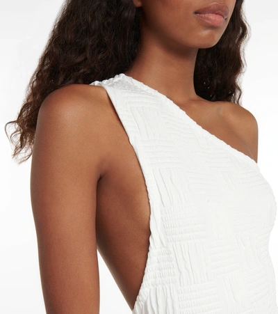 Shop Bottega Veneta One-shoulder Swimsuit In White