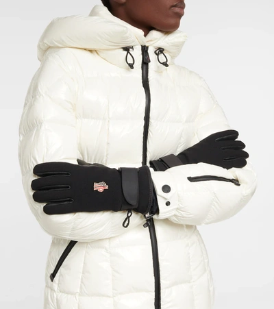 Shop Moncler Leather Ski Gloves In 0