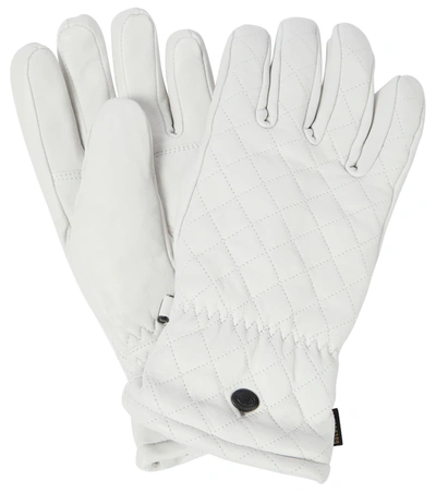 Shop Goldbergh Nishi Quilted Leather Ski Gloves In White
