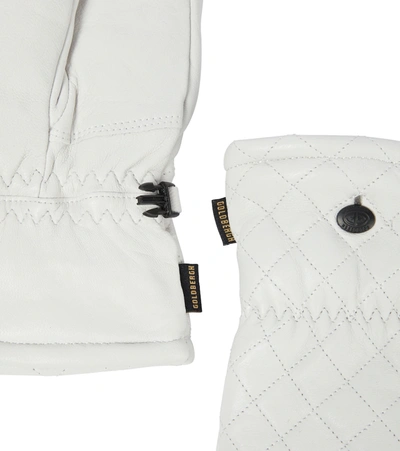 Shop Goldbergh Nishi Quilted Leather Ski Gloves In White