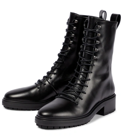 Shop Aeyde Isabel Leather Combat Boots In Black