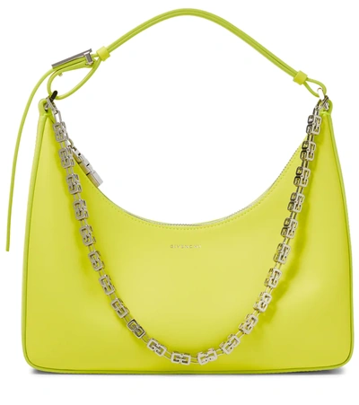Shop Givenchy Moon Cut Out Small Leather Shoulder Bag In Fluo Yellow