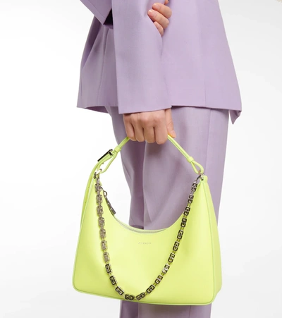 Shop Givenchy Moon Cut Out Small Leather Shoulder Bag In Fluo Yellow