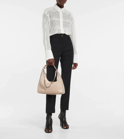 Shop Givenchy Moon Cut Out Medium Leather Shoulder Bag In Dune