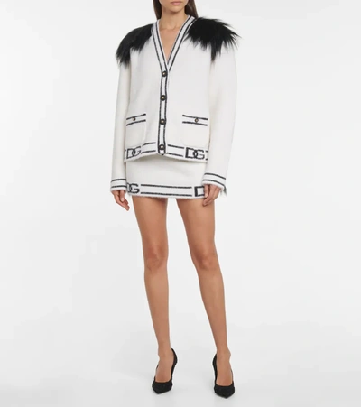 Shop Dolce & Gabbana Faux Fur-trimmed Cardigan In Variante Abbinata
