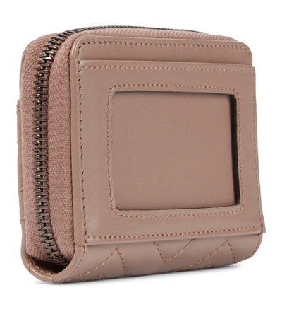 Shop Gucci Gg Marmont Leather Card Holder In Porcel.rose/porc.ros