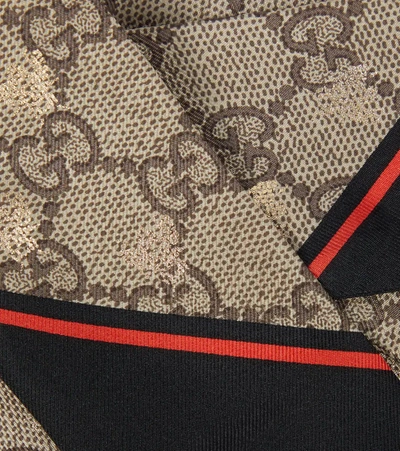 Shop Gucci Gg Jacquard Silk Scarf In Black/red