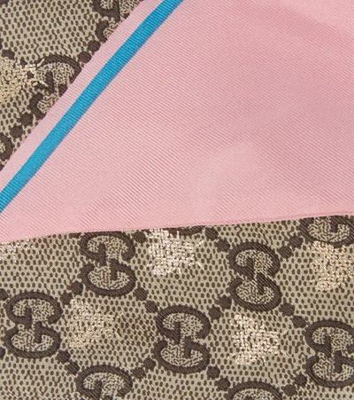 Shop Gucci Gg Jacquard Silk Scarf In Roseate/sky Blue