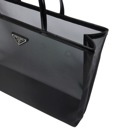 Prada Large Leather-trimmed Mesh Tote In Nero