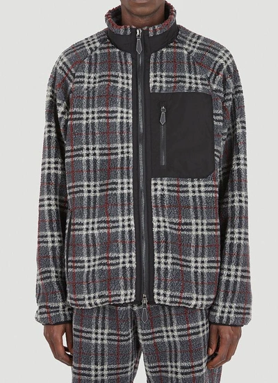 Shop Burberry Check Patterned Zipped Jacket In Multi