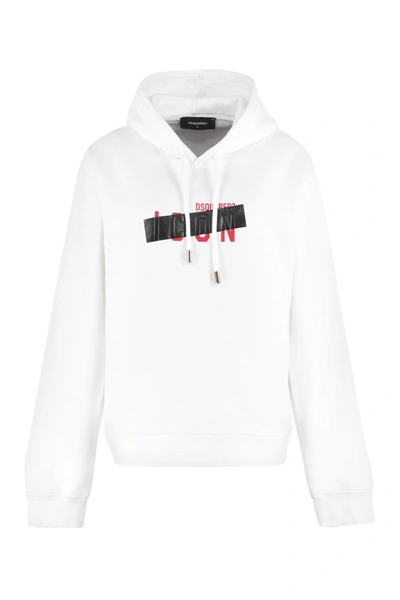 Shop Dsquared2 Icon Print Drawstring Hoodie In White