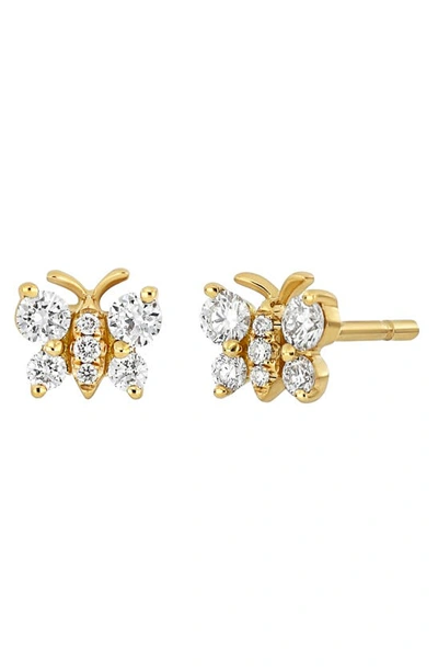 Shop Bony Levy Icons Diamond Butterfly Stud Earrings In 18k Yellow Gold