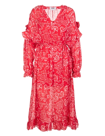 Shop Msgm Ruffled Detail Printed Maxi Dress In Multi