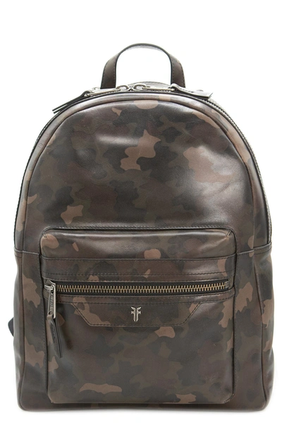 Shop Frye Holden Leather Backpack In Dark Camo