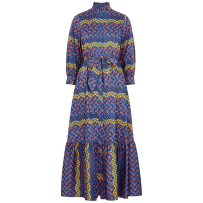 Shop Borgo De Nor Demi Blue Floral-print Maxi Dress