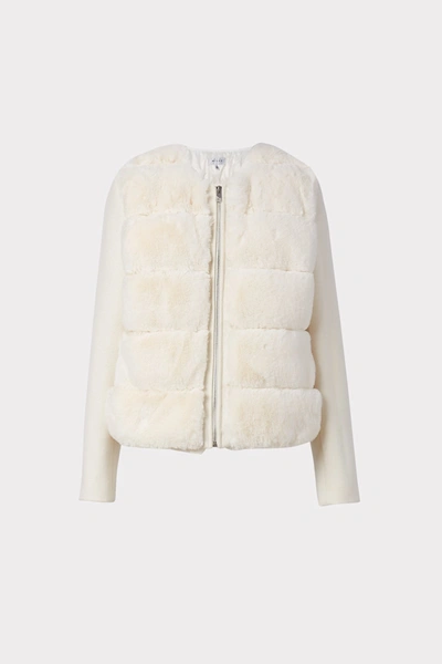 Shop Milly Tyler Faux Fur Combo Coat In Cream